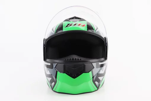 Шлем модуляр, закрытый с откидным подбородком+откидные очки BLD-159 М (57-58см), ЧЕРНО-ЗЕЛЕНЫЙ, FIX-360427