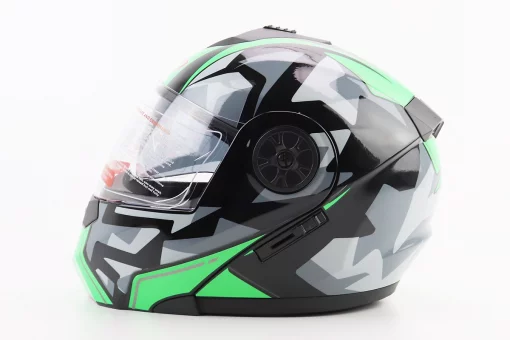 Шлем модуляр, закрытый с откидным подбородком+откидные очки BLD-159 L (59-60см), ЧЕРНО-ЗЕЛЕНЫЙ, FIX-360428