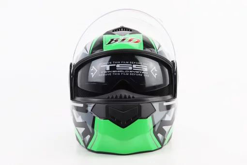 Шлем модуляр, закрытый с откидным подбородком+откидные очки BLD-159 L (59-60см), ЧЕРНО-ЗЕЛЕНЫЙ, FIX-360428