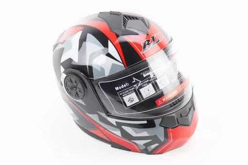 Шлем модуляр, закрытый с откидным подбородком+откидные очки BLD-159 М (57-58см), ЧЕРНО-КРАСНЫЙ, FIX-360429