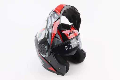 Шлем модуляр, закрытый с откидным подбородком+откидные очки BLD-159 М (57-58см), ЧЕРНО-КРАСНЫЙ, FIX-360429