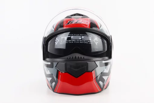 Шлем модуляр, закрытый с откидным подбородком+откидные очки BLD-159 М (57-58см), ЧЕРНО-КРАСНЫЙ, FIX-360429