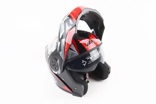 Шолом модуляр, закритий з відкидним підборіддям+відкидні окуляри BLD-159 L (59-60см), ЧОРНО-ЧЕРВОНИЙ, FIX-360430