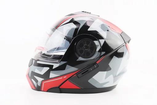 Шолом модуляр, закритий з відкидним підборіддям+відкидні окуляри BLD-159 L (59-60см), ЧОРНО-ЧЕРВОНИЙ, FIX-360430