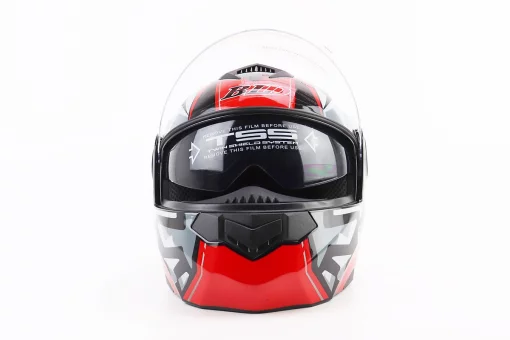 Шолом модуляр, закритий з відкидним підборіддям+відкидні окуляри BLD-159 L (59-60см), ЧОРНО-ЧЕРВОНИЙ, FIX-360430