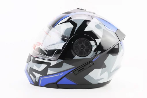 Шлем модуляр, закрытый с откидным подбородком+откидные очки BLD-159 М (57-58см), ЧЕРНО-СИНИЙ, FIX-360431