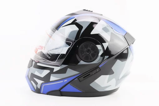 Шлем модуляр, закрытый с откидным подбородком+откидные очки BLD-159 L (59-60см), ЧЕРНО-СИНИЙ, FIX-360432