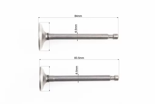 Клапан впускной (h-84; D-30; d-6,5), выпускной (h-83,5; D-26; d-6,5) к-кт 2шт 173F/177F, FIX-607007