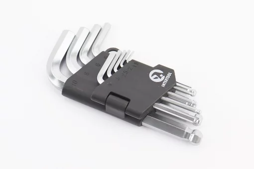 Набір Г-подібних ключів з кулястим наконечником HEX (1,5/2/2,5/3/4/5/6/8/10мм) CrV HT-0605, FIX-702196