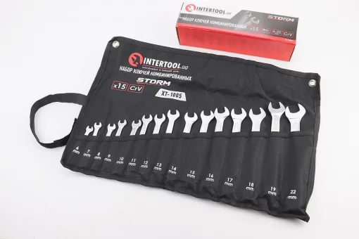 Набор ключей комбинированных 15шт (6/7/8/9/10/11/12/13/14/15/16/17/18/19/22мм) "скрутка" PROF, DIN3113, STORM XT-1005, FIX-702198