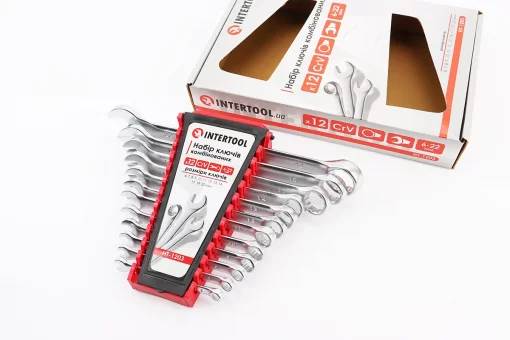 Набор ключей комбинированных 12шт (6/7/8/9/10/11/12/13/14/17/19/22мм) "пластиковый держатель" HT-1203, FIX-702199