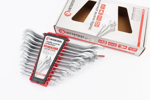 Набор ключей рожковых 12шт (6х7/8х9/10х11/12х13/14х15/16х17/18х19/20х22/21х23/24х27/25х28/30х32) "пластиковый держатель" HT-1003,