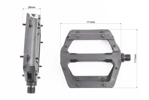 Педали MTB широкие 9/16" (117x110x25.5mm) со съёмными шипами, пром-подшипник (6*13*5), пластиковые, чёрные NW-613B, FIX-412146