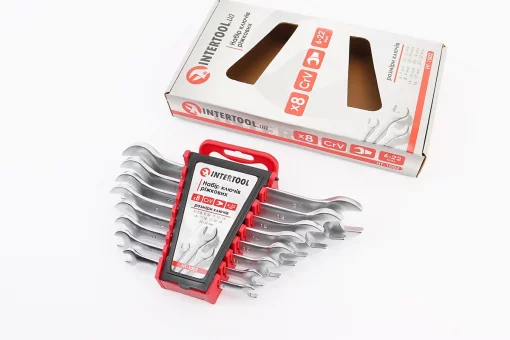 Набор ключей рожковых 8шт (6х7/8х9/10х11/12х13/14х15/16х17/18х19/20х22мм) "пластиковый держатель" HT-1002, FIX-702206