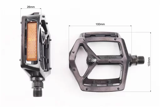 Педалі BMX 9/16" (111.5x102x22mm) алюмінієві, чорні VB-249DU, FIX-406387
