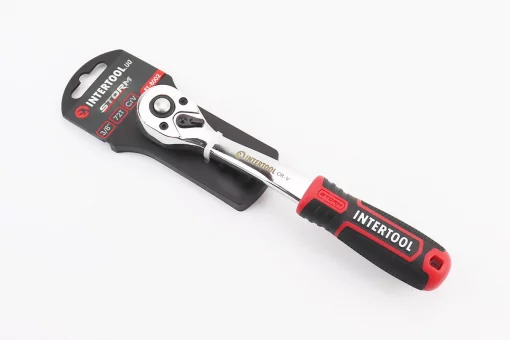 Тріскачка з вигнутою ручкою 3/8" 72 зуба CrV STORM ET-8002, FIX-702221