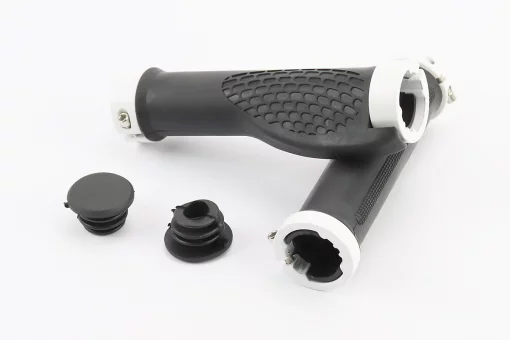 Ручки керма 130мм з затискачем Lock-On з двох сторін, ергономічні, чорно-білі, FIX-406473