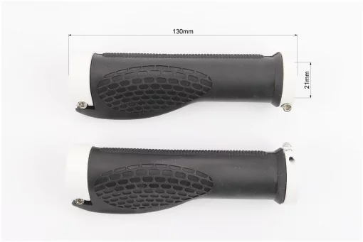 Ручки керма 130мм з затискачем Lock-On з двох сторін, ергономічні, чорно-білі, FIX-406473