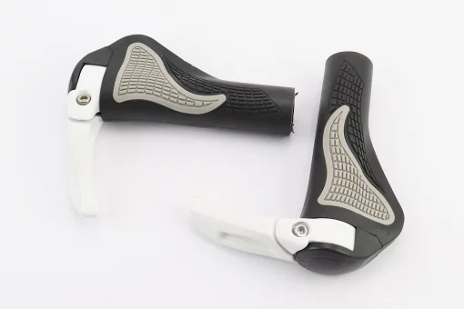 Ручки керма 140мм з затискачем Lock-On, ергономічні з ріжками, чорно-сіро-білі RB-BT1008, FIX-406476