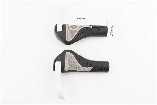 Ручки керма 140мм з затискачем Lock-On, ергономічні з ріжками, чорно-сіро-білі RB-BT1008, FIX-406476