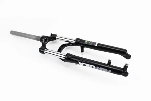 Вилка 26" амортизаційна, без різьби 1-1/8" (28,6мм), шток 260мм, з ходом 100мм, V/Disk-brake, пружинно-оливна, Lockout, чорна