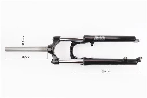 Вилка 26" амортизаційна, без різьби 1-1/8" (28,6мм), шток 260мм, з ходом 100мм, V/Disk-brake, пружинно-оливна, Lockout, чорна