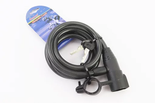 Замок противоугонный тросовый 1500х12мм под ключ, TY506, FIX-414016