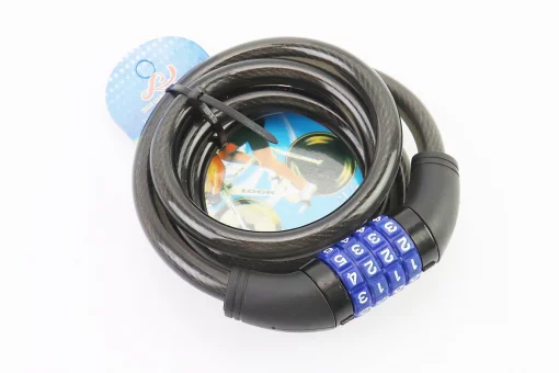 Замок противоугонный тросовый 1500х12мм с 4-х значным кодом, TY427, FIX-414032