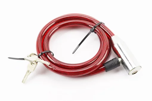 Замок металевий протиугінний тросовий 1500х12мм під ключ, різні кольори, FIX-414036