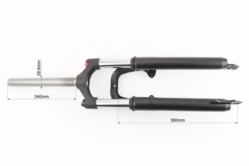 Вилка 26" амортизационная, без резьбы 1-1/8" (28,6мм), шток 240мм, с ходом 80мм, V/Disk-brake, M Lockout, чёрная ES-246- MLO,