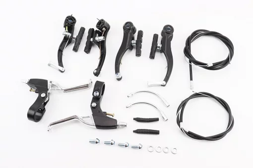 Гальмо V-brake 115мм (2 колеса) з ручками, тросами, алюмінієве, чорне, FIX-406671