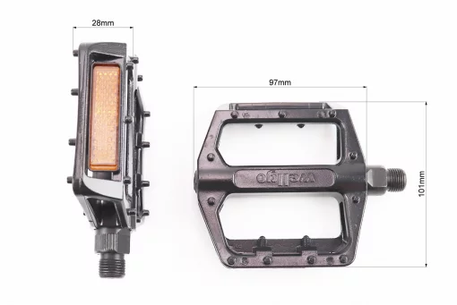 Педалі BMX 9/16" (109x100.5x26mm) алюмінієві, чорні B087DU, FIX-406674