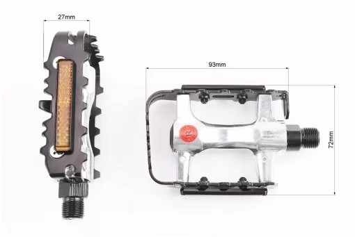 Педали MTB 9/16" (102x62x24mm) алюминиевые, серебристо-чёрные NWL-91K, FIX-406876