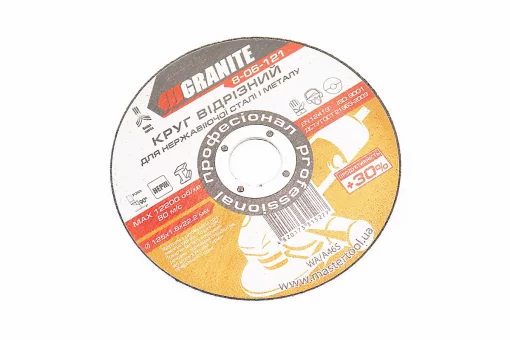 Круг отрезной по металлу/нерж. стали 125x1,6x22,2мм PROFI +30 8-06-121, FIX-703009