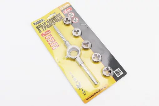 Набор плашек с держателем d-M4/M5/M6/M8/M10 15-0406, FIX-703057