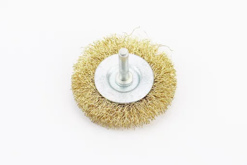 Щетка дисковая со стержнем 1/4" D-60мм из латунированной рифленой проволоки 19-9706, FIX-703066