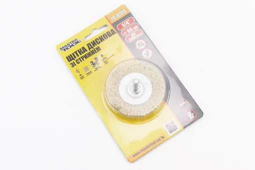 Щетка дисковая со стержнем 1/4" D-60мм из латунированной рифленой проволоки 19-9706, FIX-703066