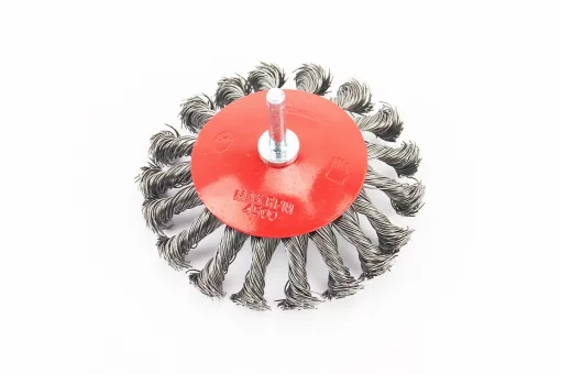 Щетка конусная со стержнем 1/4" D-100мм из плетеной проволоки 19-9310, FIX-703077