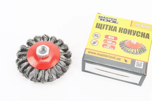 Щітка конусна М14 D-100мм з плетеного дроту 19-8010, FIX-703078