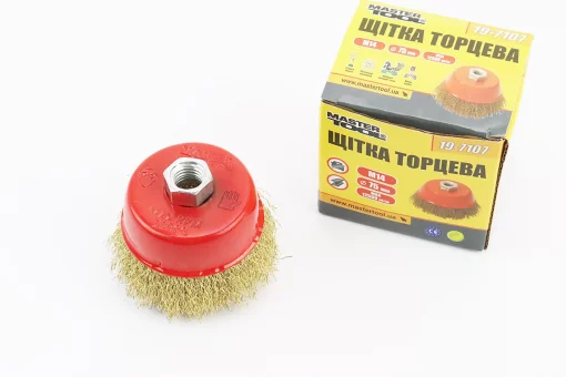 Щітка торцева М14 D-75мм з латунованого рифленого дроту 19-7107, FIX-703085