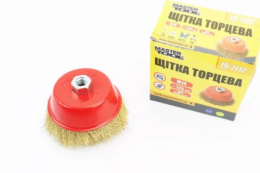 Щітка торцева М14 D-125мм з латунованого рифленого дроту 19-7112, FIX-703089