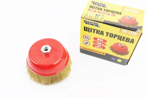Щітка торцева М14 D-150мм з латунованого рифленого дроту 19-7115, FIX-703090
