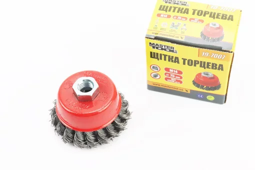 Щетка торцевая М14 D-75мм из плетеной проволоки 19-7007, FIX-703093