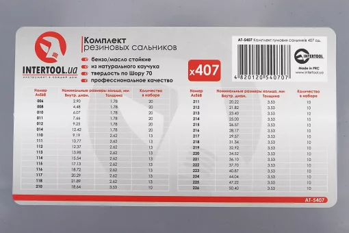 Набор манжетов 407шт разных размеров в пластиковом боксе AT-5407, FIX-703127