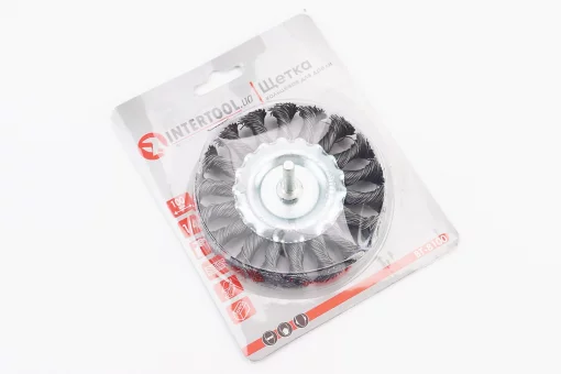 Щетка дисковая со стержнем 1/4" D-100мм из плетеной проволоки BT-8100, FIX-703142