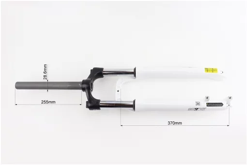Вилка 27,5" амортизационная, без резьбы 1-1/8" (28,6мм), шток 255мм, с ходом 80мм, Disk-brake, Preload, алюминиевая, белая XCE 28,