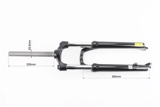 Вилка 26" амортизационная, без резьбы 1-1/8" (28,6мм), шток 255мм, с ходом 100мм, Disk-brake, пружинно-масляная, Lockout,