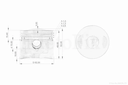 Поршень к-кт CB150 STD 62.00, p-15 "LIPAI", QT-004274