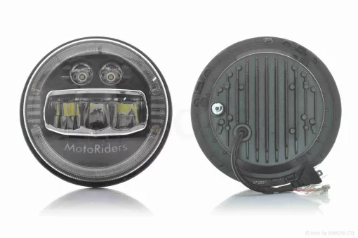 Фара мото діодна, кругла, D178, H4, 3 габарити (білий/жовтий/синій) #C88-1S1, QT-037096