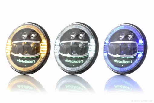 Фара мото діодна, кругла, D178, H4, 3 габарити (білий/жовтий/синій) #C88-1S1, QT-037096